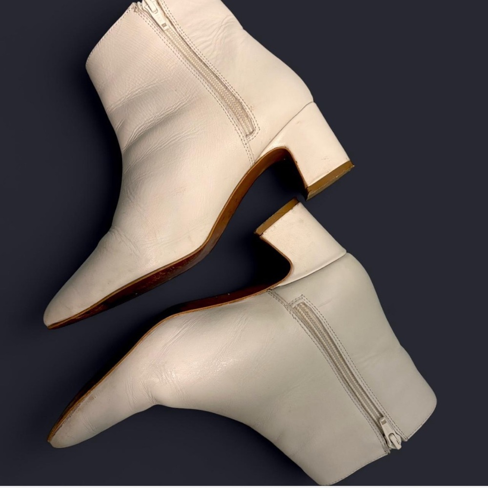 Fabianelli White Italian Leather Ankle Boots